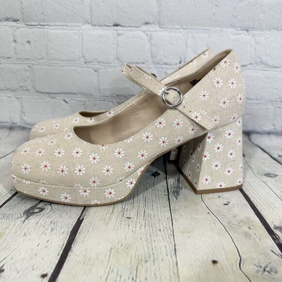 Maiden Platform Floral Fabric Women Size 9.5 Block Mary Jane Cottage Fairy Shoes - Picture 6 of 10